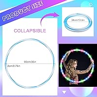 Vista 3 de 8 Pack 36 Inch LED Light up Hoop Glowing Lights Fitness Exercise Hoops Festival 10 Color Changing Exercise Glowing Hoop for Halloween Party Favors