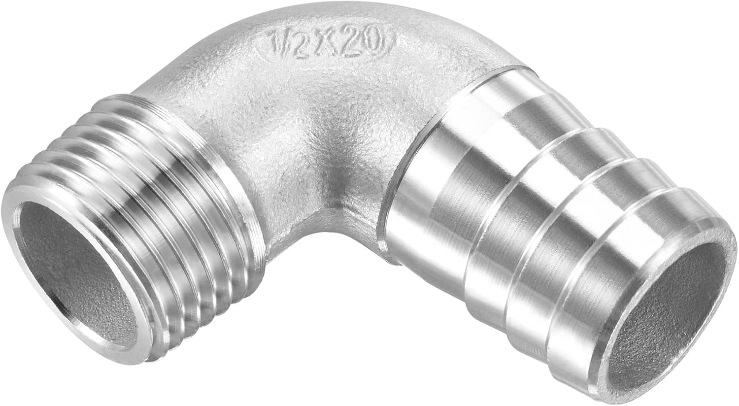 M METERXITY Hose Barb Fittings - 90 Degree Elbow Stainless Steel 8mm Pipe Connector Apply to Water Fuel (G1/4 Male Pipe)