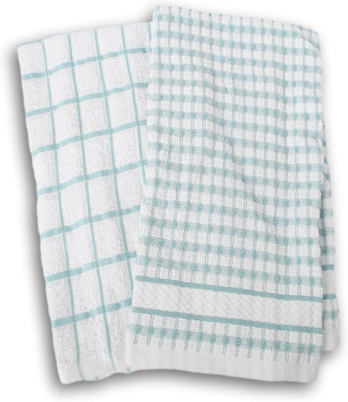Sewology 100% Cotton Kitchen Towel Set 2 Pack (White and Mint Blue)