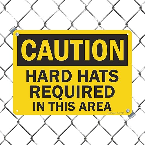 Miniatura 6 de SmartSign -S-2152-AL Letrero "Precaución - Se requieren cascos en esta área"  Aluminio de 10" x 14" - Negro sobre Amarillo