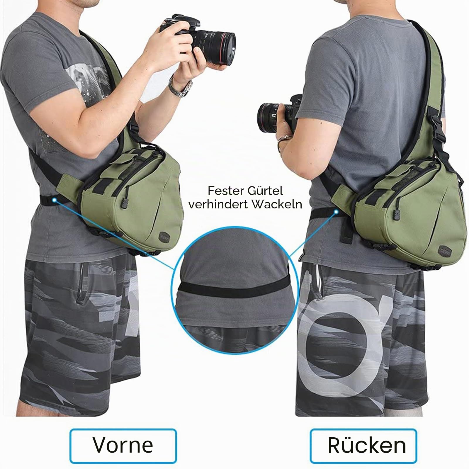 CADeN Kameratasche Canvas Umhängetasche mit abnehmbarem Einsatz Case Stoßfeste Kamera Messenger Bag