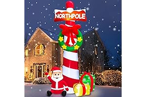 TURNMEON 12FT Christmas Cheer North Pole Guidepost Inflatable