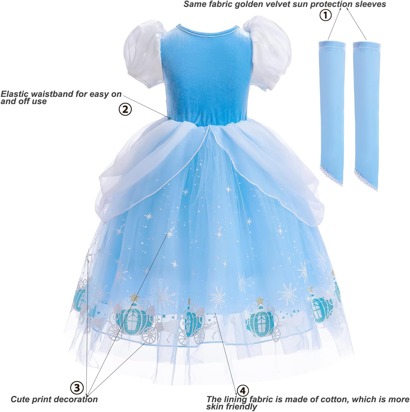 Familycrazy Princess Costume Girls Dress Up Butterfly with Accessories for Halloween Birthday Cosplay Carnival Party - Image 3