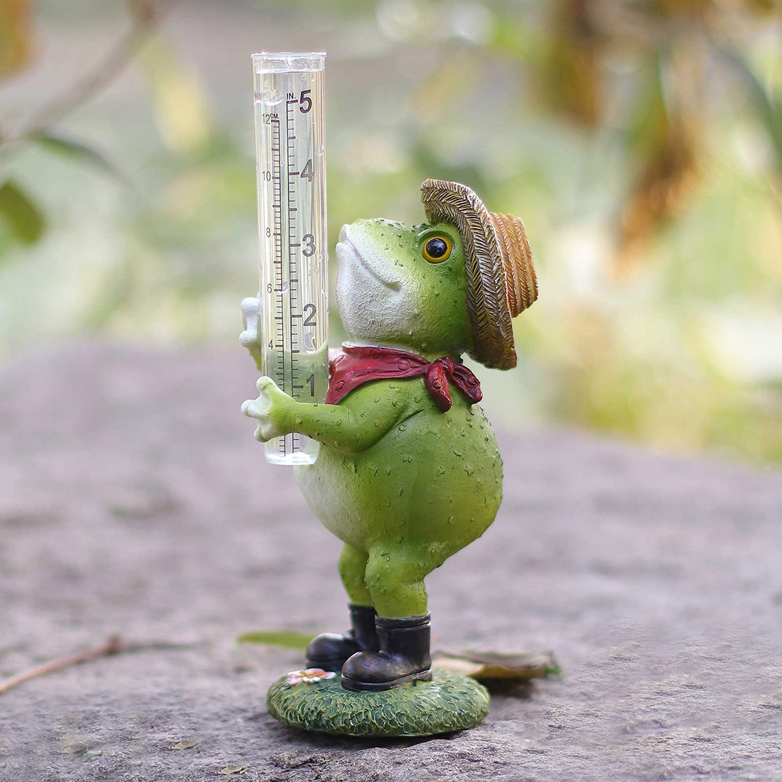 置物 Beautiful Rain Aivanart Frog Rain Gauge Garden Decor for Outside, Decorative