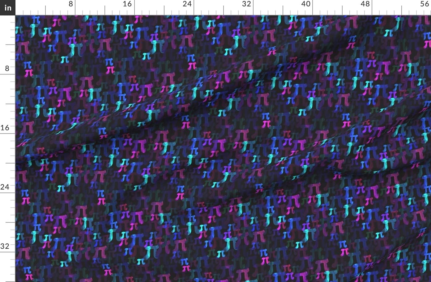 Spoonflower Fabric - Watercolor Pi Dark Math Nerd Geek Pretty Mathematics Printed on Organic Cotton Sateen Fabric by The Yard - Sewing Quilting Apparel Home Decor