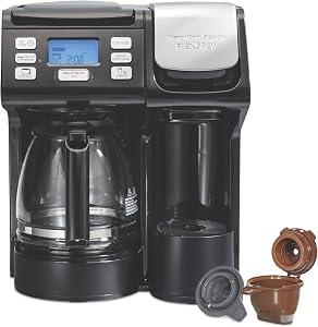 Hamilton Beach FlexBrew Trio Coffee Maker, Single Serve Pod & Grounds + 12 Cup Drip Coffee Maker, Fast Brewing, Programmable, 56 oz Removable Reservoir, Black (49902JN)