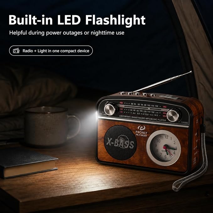 Radio portátil AM/FM con Bluetooth estilo vintage miniatura 4