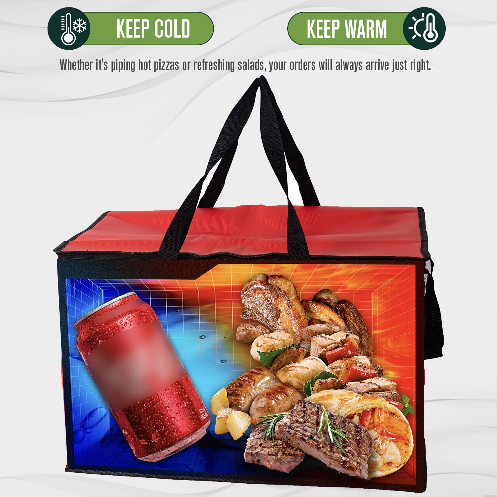 Isolierte Lebensmittel-Liefertasche, XXXL Lebensmittelwärmtasche, kommerzielle Gastronomie-Tasche, Kühltasche, Mahlzeit-Liefertaschen, Thermobeutel für heiße Speisen – isolierte