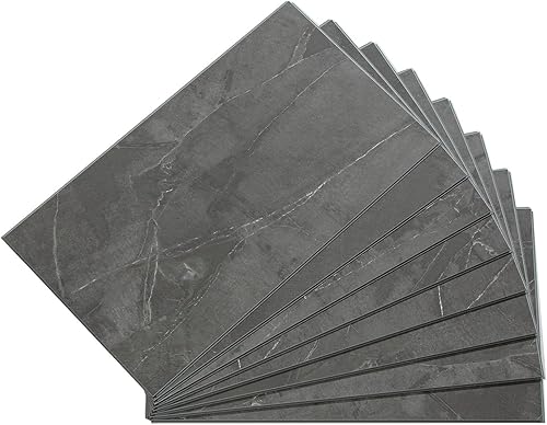 Palisade - 25.6 x 14.8 pulgadas. Azulejos de vinilo entrelazados impermeables para pared, cocina o baño, pizarra ceniza (8 unidades)