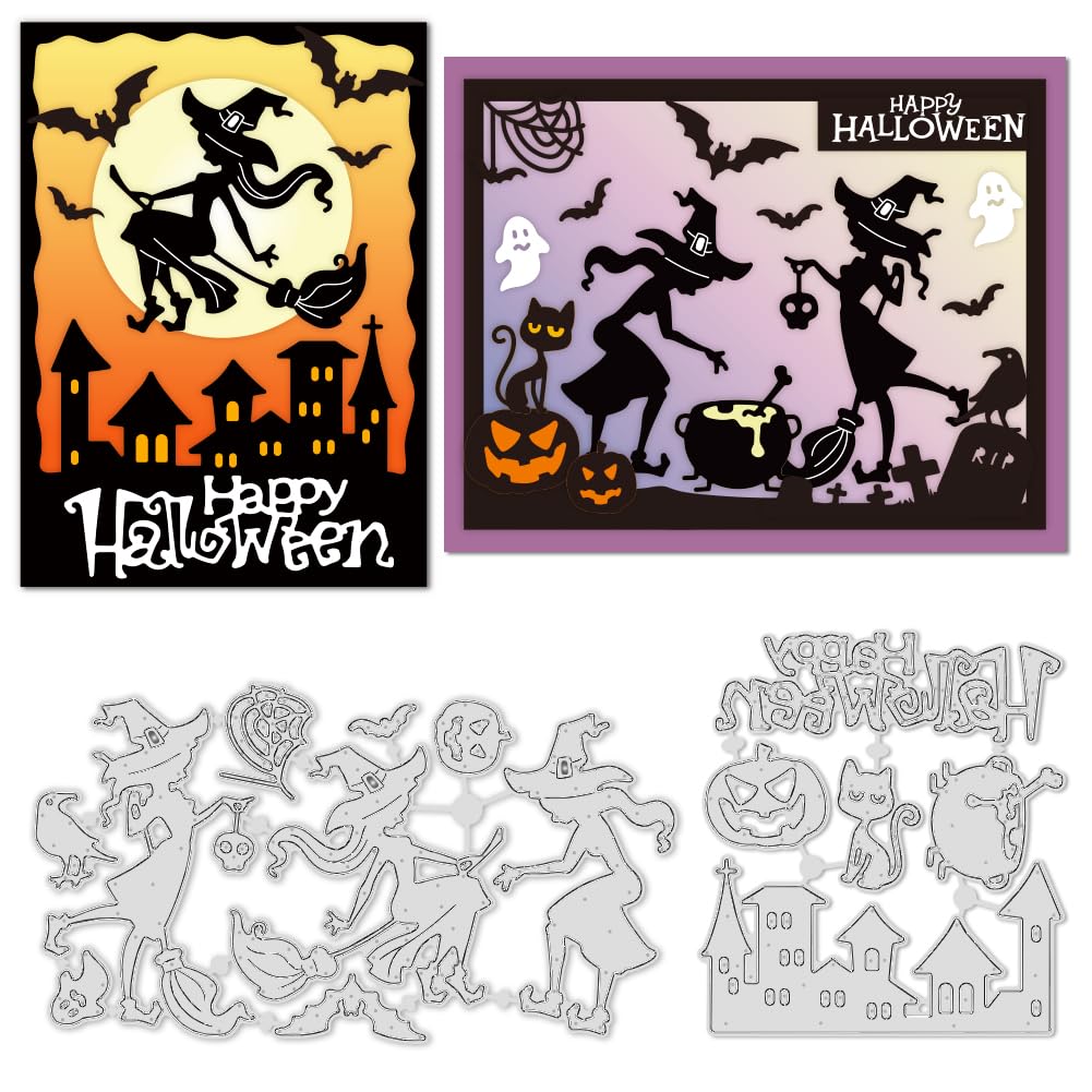 Hying Fustella per scopa da strega di Halloween per realizzare biglietti, pipistrelli per ritagli, album fai da te