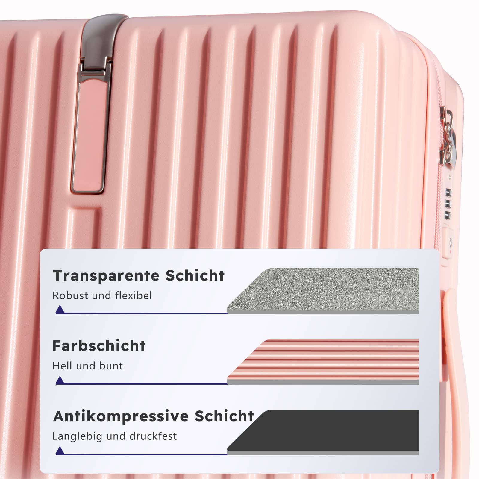 Koffer Mittelgroß Erweiterbare Hartschale aus Polycarbonat, 71–85 L | Erweiterbarer Hartschalen-Reisekoffer aus leicht Polycarbonat, Mittelgroßer Koffer mit 4 Laufrollen und Haken, 65x44x27/32 cm