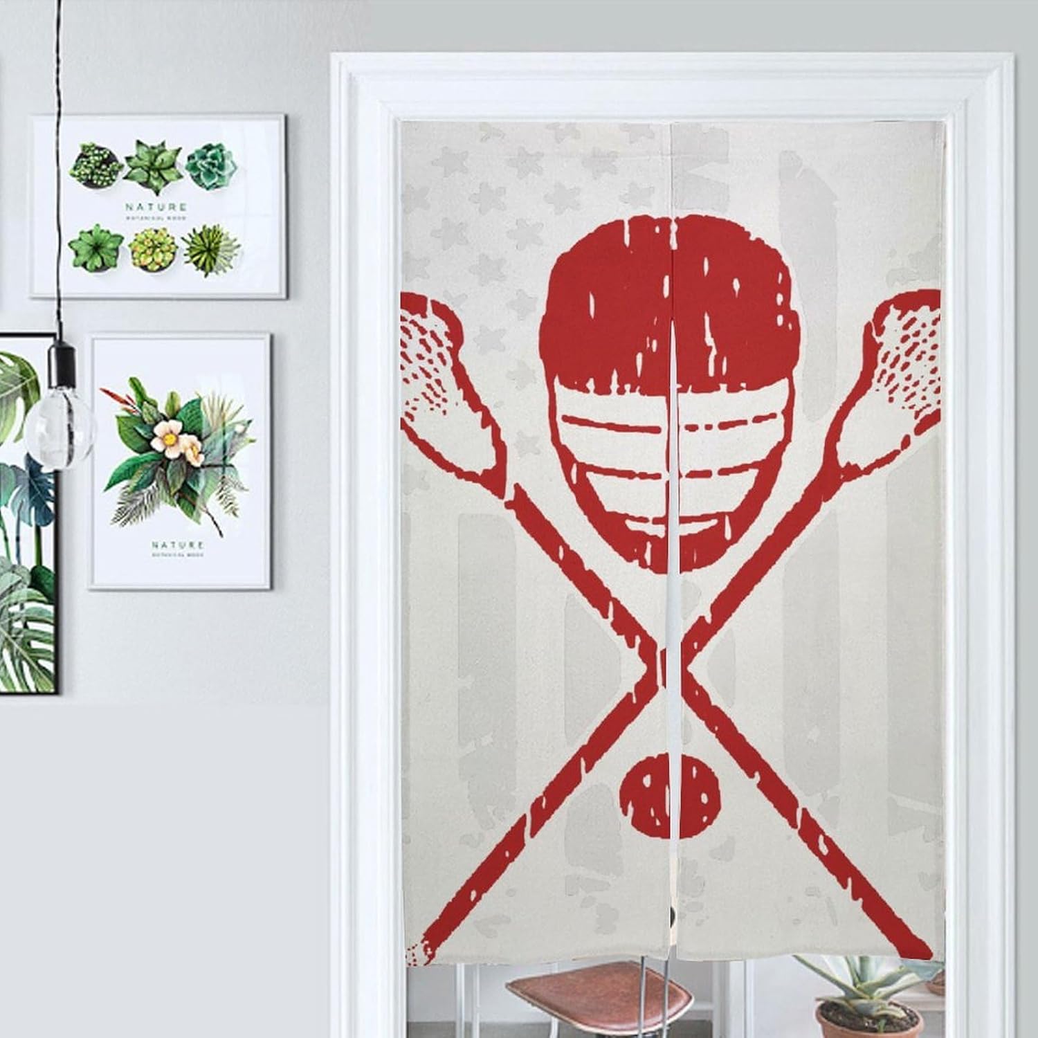 Lacrosse U.S. Flag Light Blocking Door Curtain, Suitable for Bedroom Entrance