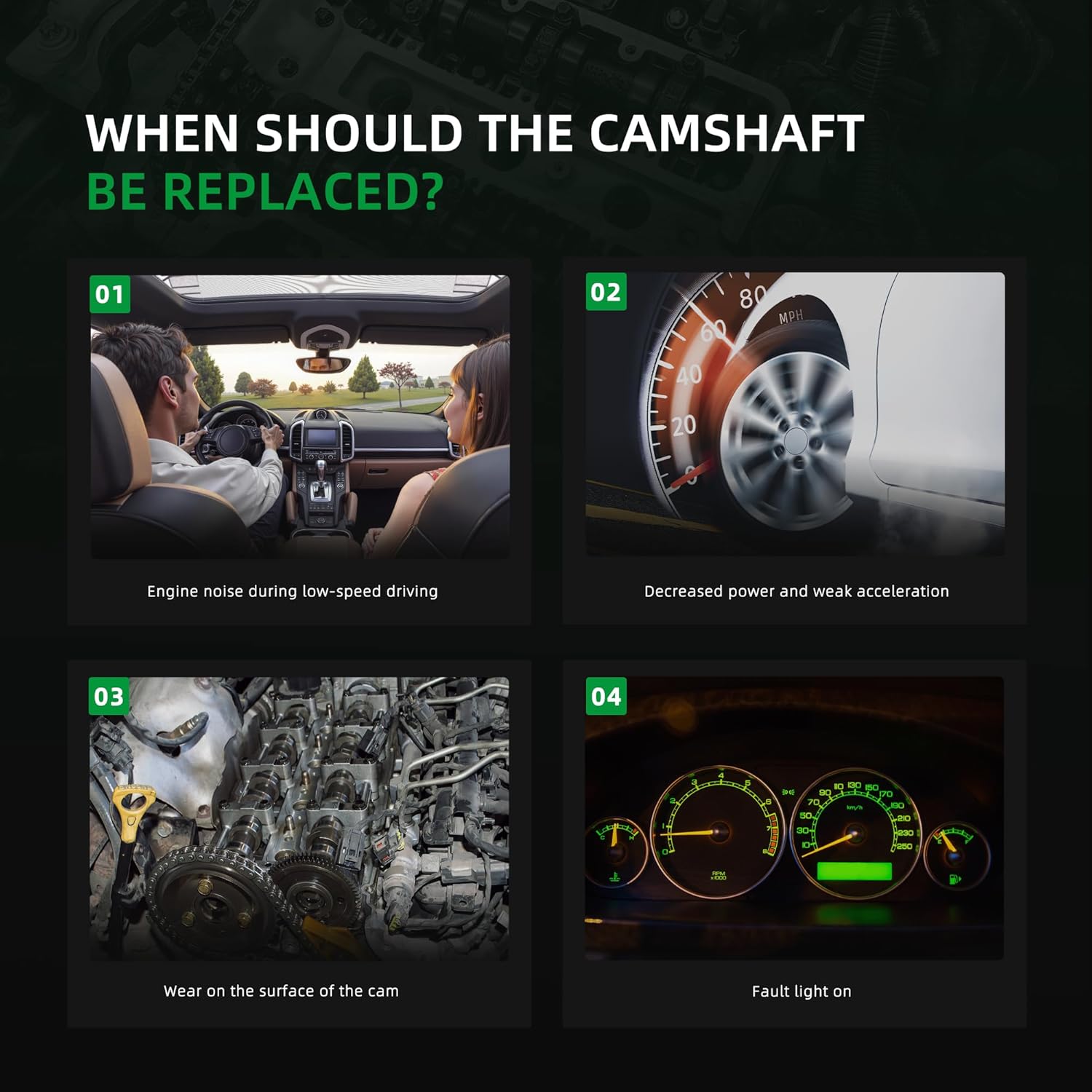 Left Side Exhaust Engine Camshaft, for Dodge Grand Caravan Charger Journey, for Ram 1500 ProMaster, for Jeep Cherokee, for Chrysler 300, 3.6L V6, 2011-2016, 5184377AG