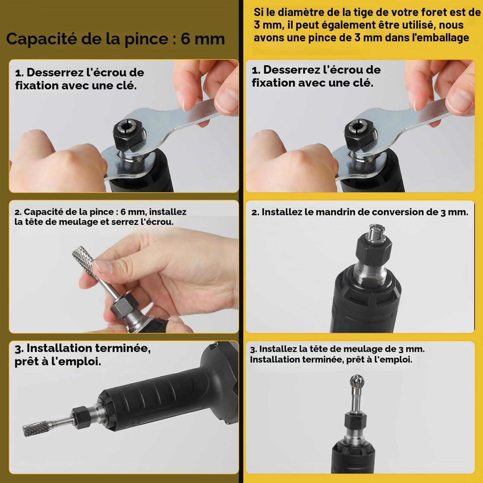 Meuleuse droite à batterie, ponceuse droite professionnelle, 4 vitesses variables pour ponçage, polissage, gravure (sans batterie) (compatible avec DeWalt)