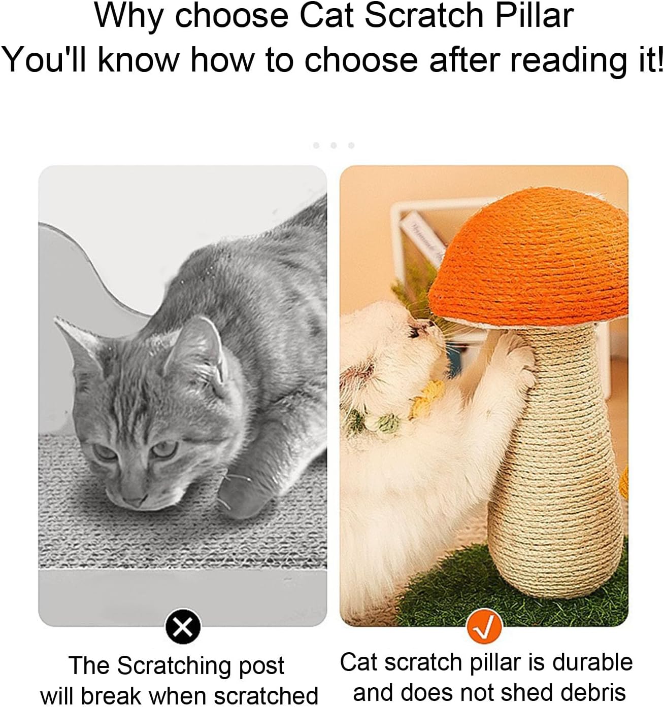 Kitten Sisal Rope Post Scratch Nails for Grabbing for Toy Mushroom Shape Protect Your Furniture Scratch Post Sisal