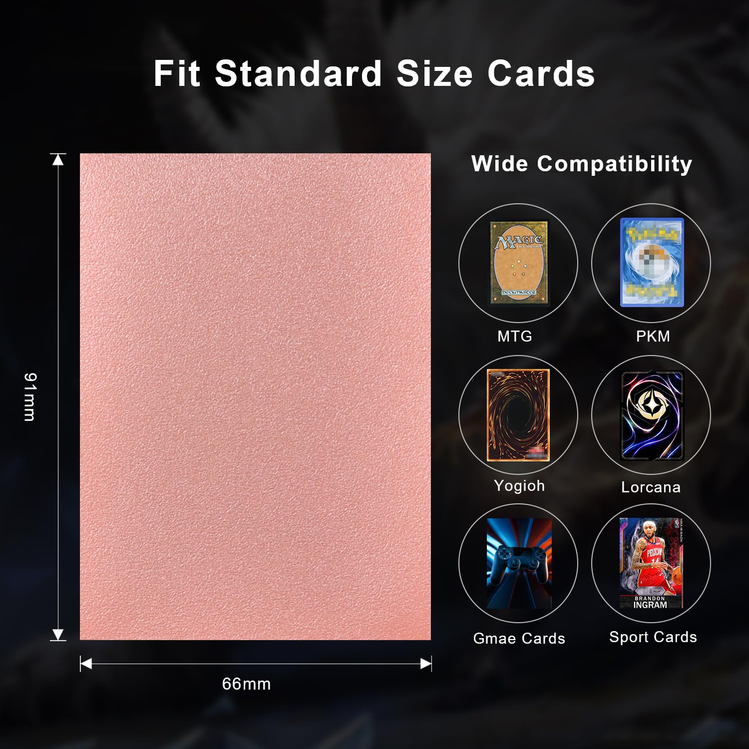Amazon.com: 100ct Rose Gold Card Sleeves, Metallic Luster Matte Textured  Back Trading Card Sleeves for MTG, PK, Lorcana, Sports, Game Cards 2.5