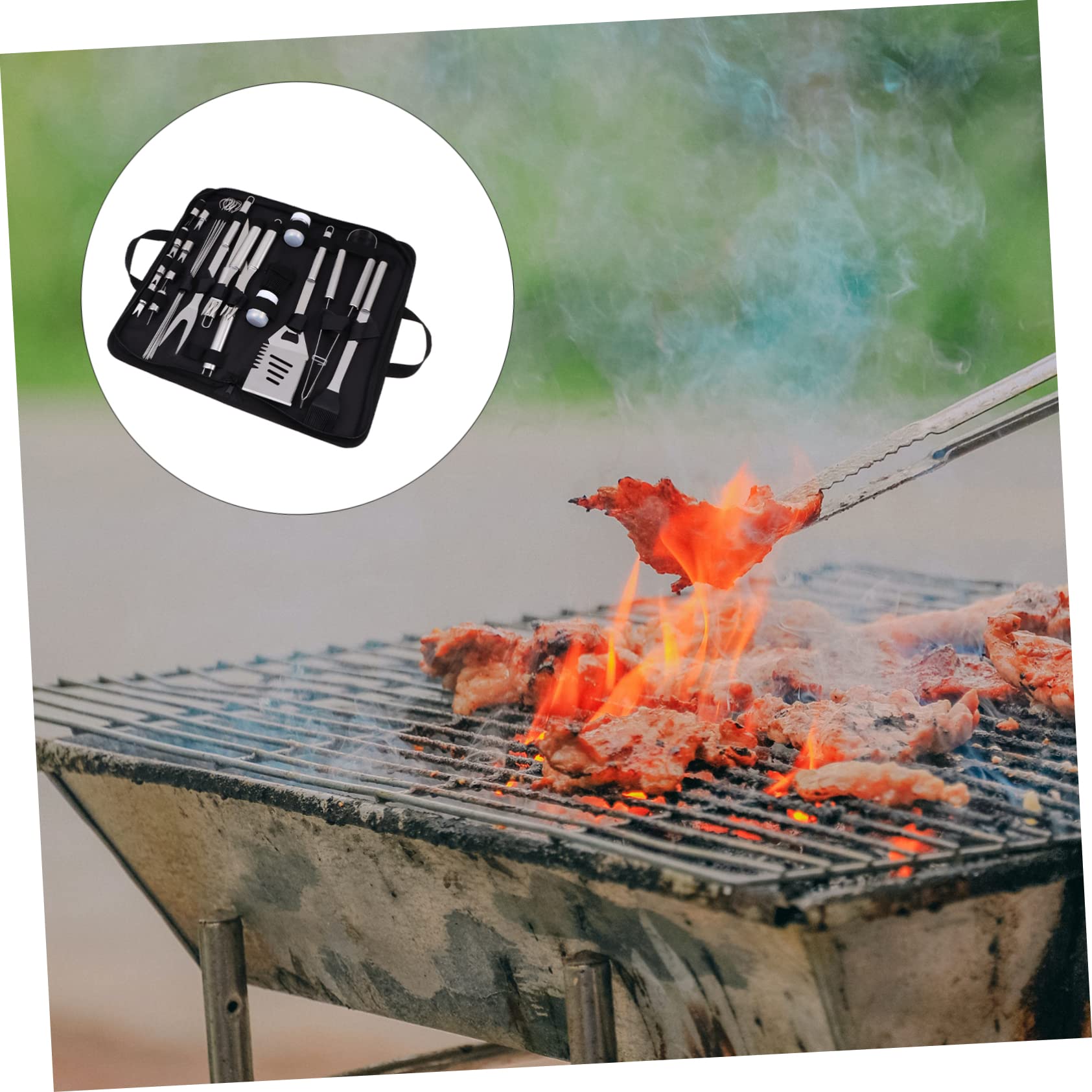 VICASKY Utensili Barbecue in Inossidabile Per Grigliate All e Kit Di Accessori Per Barbecue Spiedo e Pinze Per Cucinare