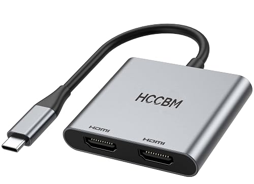 USB C to Dual HDMI Adapter, Dual Monitors Adapter USB C Hub with 2 HDMI Docking Station 4K @60hz
