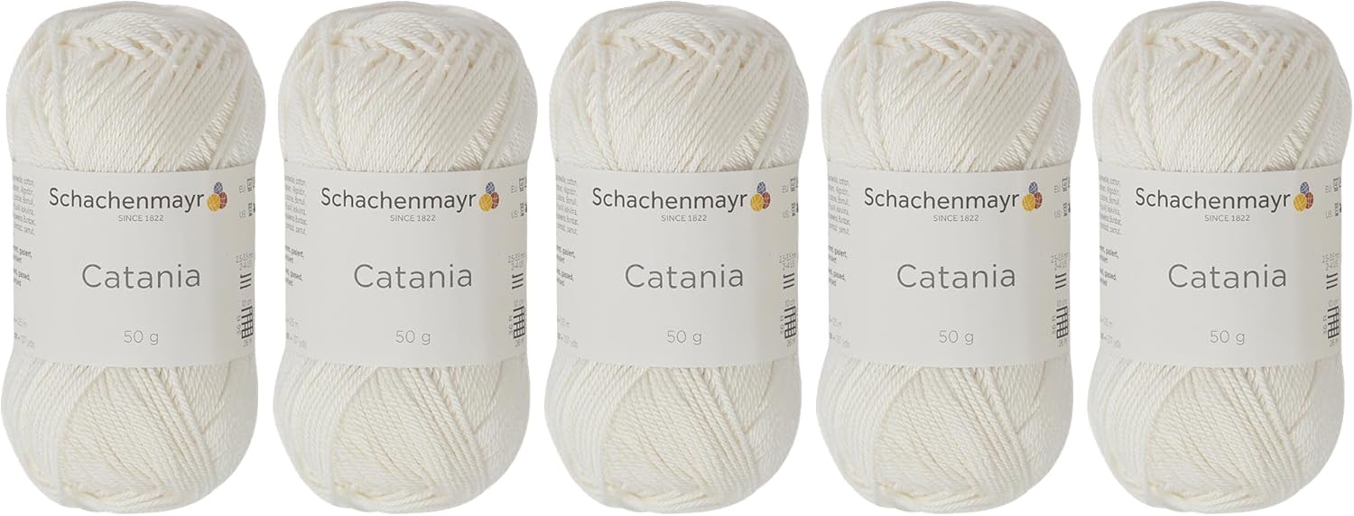 5 Skein SMC Catania Originals, Light Cream 100% Cotton, Total 17.6 Oz Each 1.75 Oz (50g) / 137 Yrds (125m), Fine-Sport 2, No 105