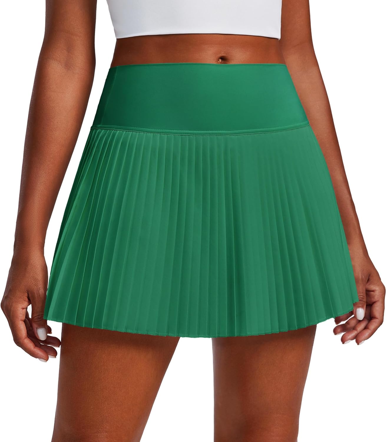 PINSPARK High Waist Pleated Tennis Skirts for Women with Shorts Mini Athletic Workout Golf Skort Skirts with Pockets