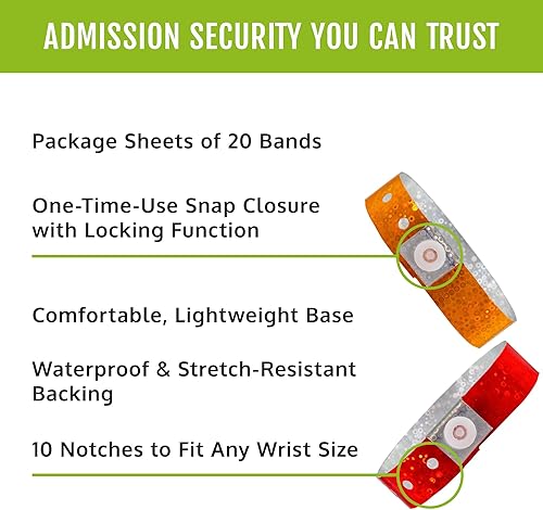 Vista 37 de 500 Wristco - Pulseras de plástico naranja neón de alta calidad, 5/8 x 10 pulgadas, pulseras para eventos, muñequeras utilizadas en parques