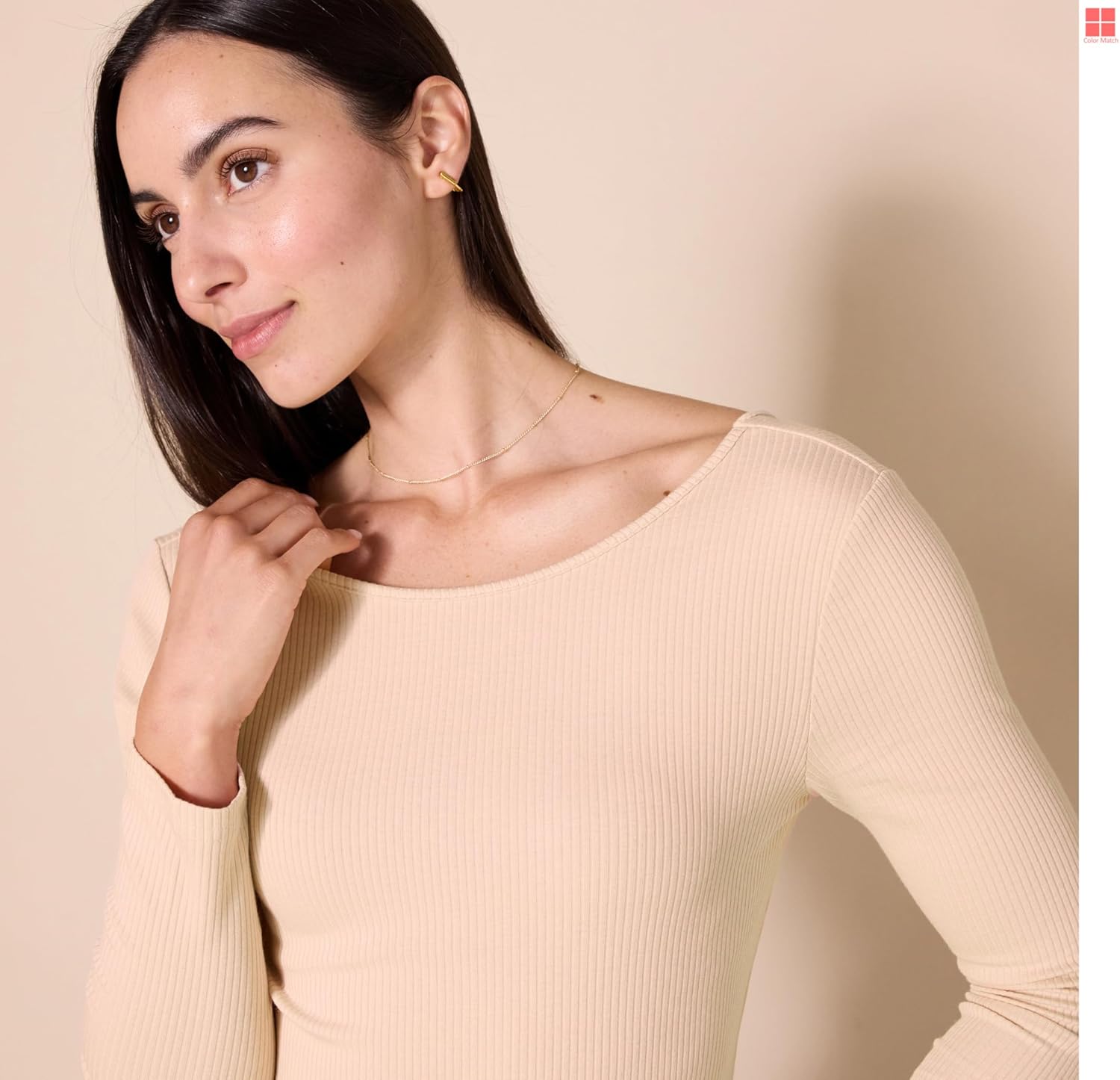 Amazon Essentials Women's Scoop Back Long Sleeve Slim-Fit Rib-Knit T-Shirt, Pack of 2 - Image 3