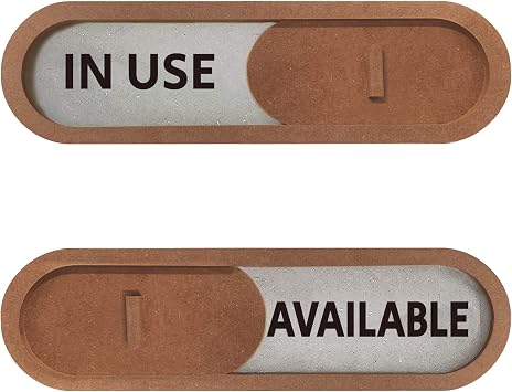 GEEKBEAR In Use Available Slider Door Sign for Home Office - Premium MDF, 7.5 x 2.2 in Brown