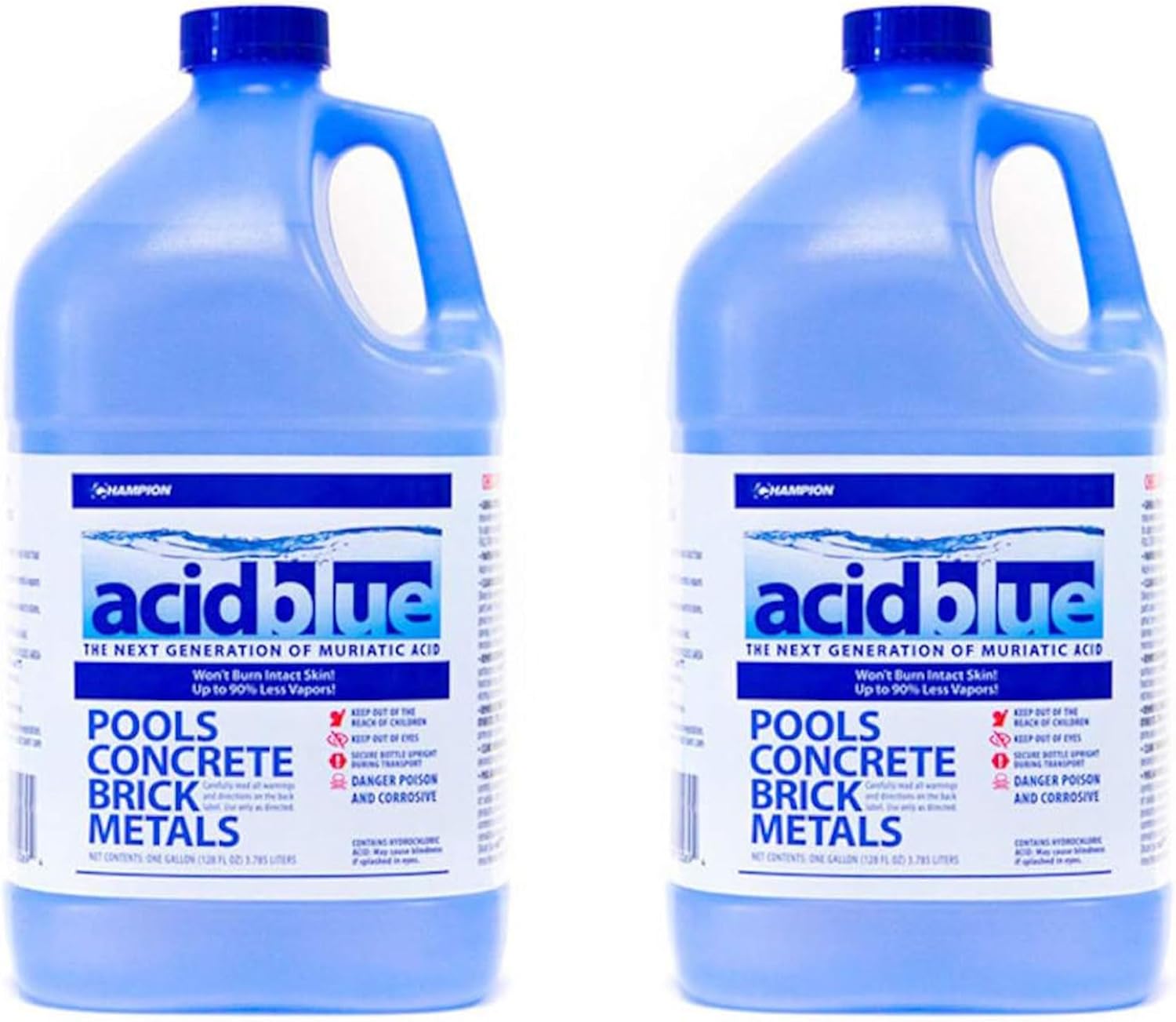 Champion Acid Blue Easy to Use Muriatic Acid for Removal of Stains on Driveways or Garage Floors with Vapor Reduction Technology (2 Pack)