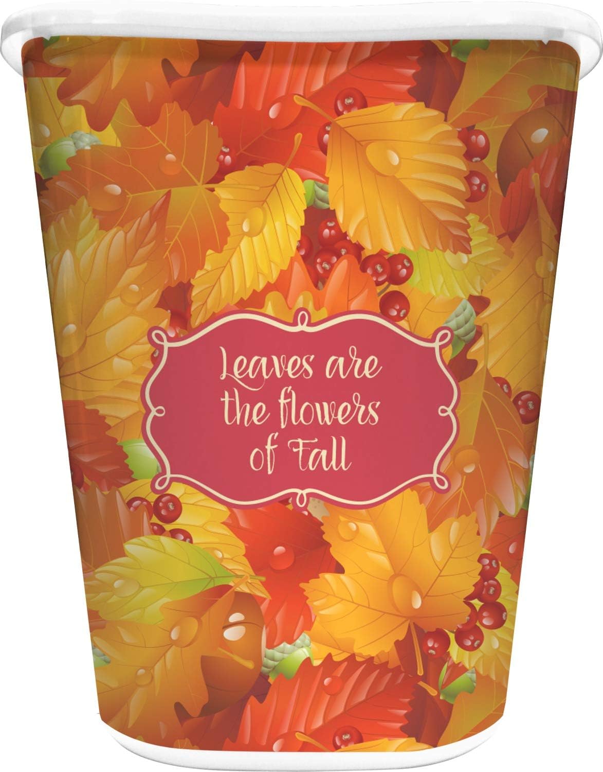 Personalized Fall Leaves Waste Basket - Double Sided (Black)