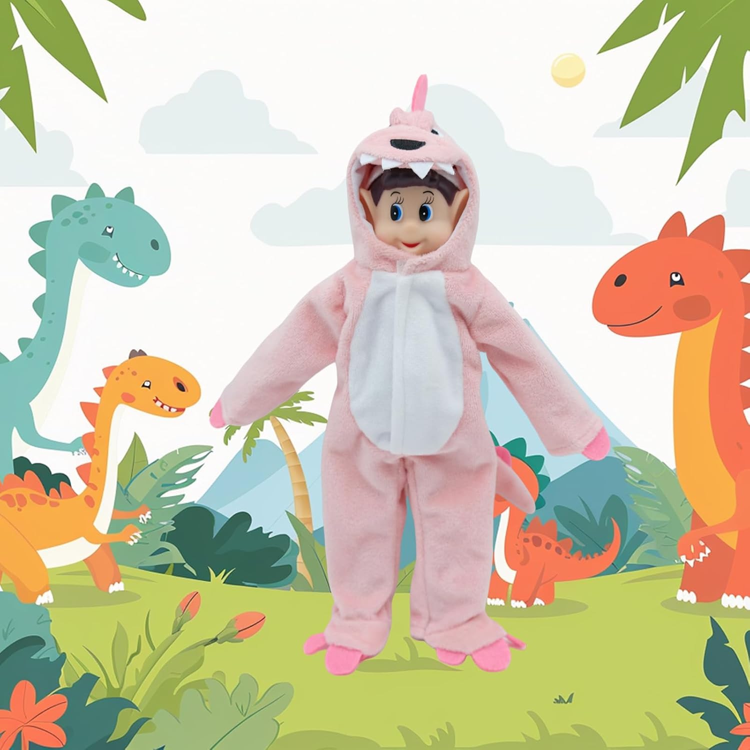Elf Accessories Clothes,Dinosaur Costume Couture Outfits, Doll is not Included (Pink Dinosaur)