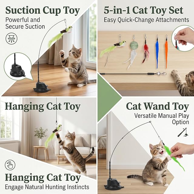 Foto 3 de 7 de Romon Juguetes para Gatos, Verde 16 Pcs Juguetes Gatos Interactivos
