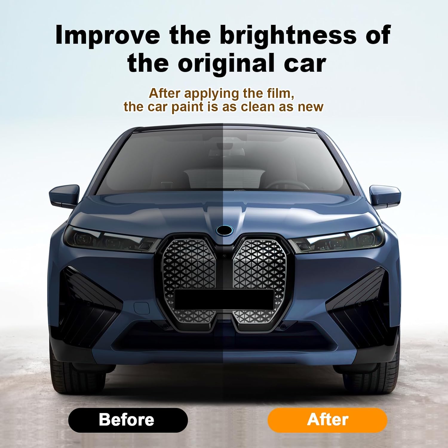 for 2022 2023 BMW IX TPU Clear Car Pre-Cut Paint Protective Film Self Adhesive Rainproof Waterproof HD Scratch Exterior Accessories (Front Bars & Headlights 6Pcs)