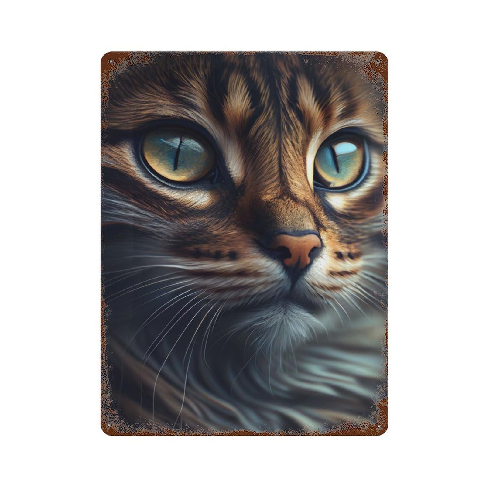 The Fox Portrait Rust Effect Tin Sign 15.7"x11.8", Farmhouse Wall Decor for Farmhouse, Kitchen And Entryway Decor