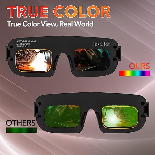 Miniatura 3 de Gafas de soldadura de oscurecimiento automático, gafas de seguridad con sombra 11, protección UV antiarañazos, color real, 2 sensores, gafas de