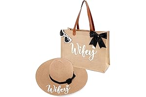 Wifey Tote Bag Sun Hat Glasses Set: Bride-to-Be Basket