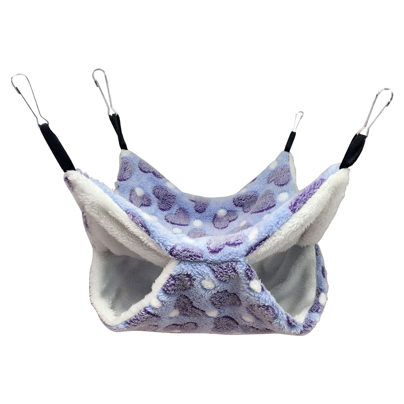 Junerain 3-Layer Pet Hammock Small Animals Hammock Bunk Pet Bed Hammock Coral Fleece Small Animal Pet Cage Soft Warm Swing Hanging Rat Bed for Small Animals Ferret Guinea Pig Rat Chinchilla