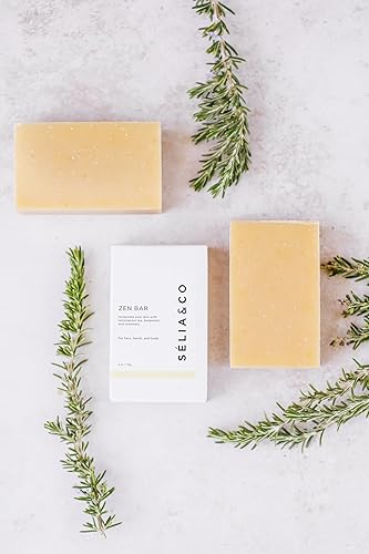 Miniatura 6 de SELIA & CO - Jabón botánico en barra totalmente natural para unisex - Cítricos calmantes, menta herbal, barra zen (paquete de 3)