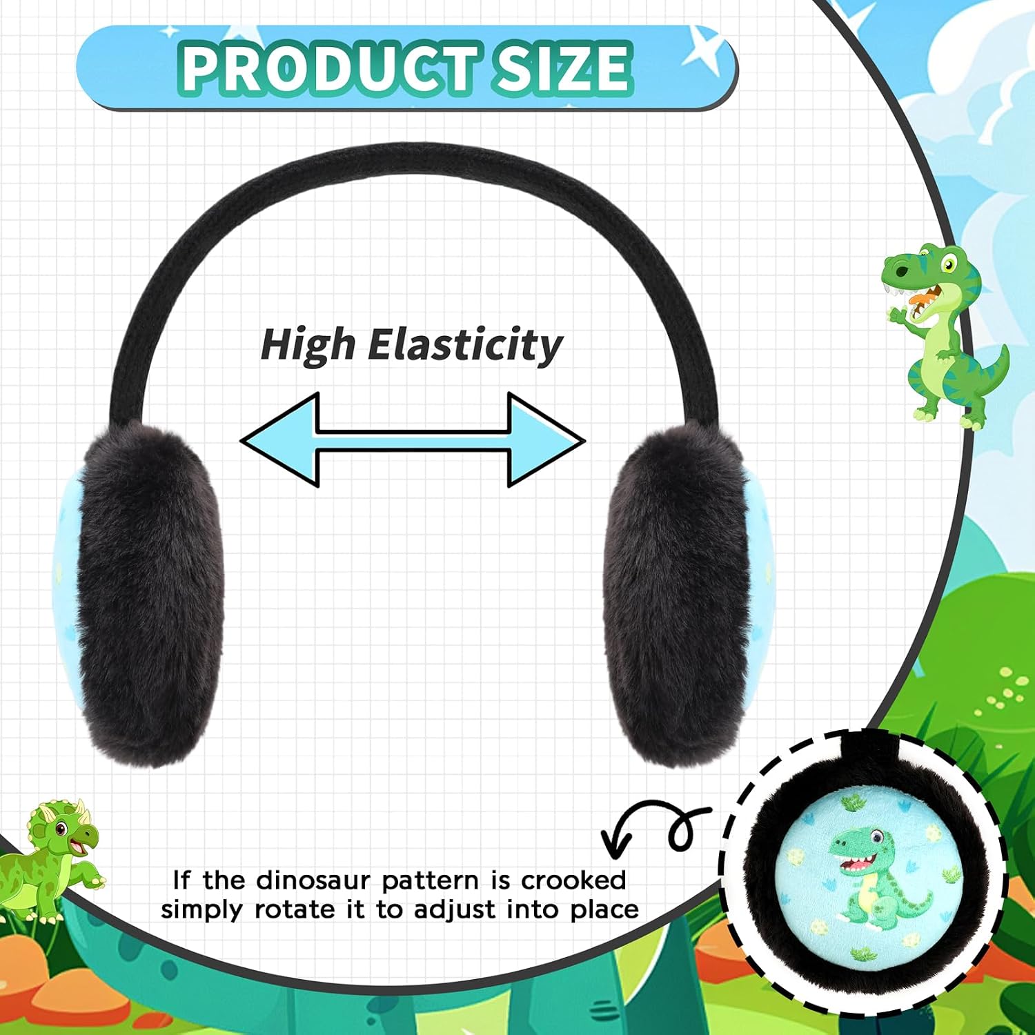 Ear Muffs Kids Cute Knitted Earmuffs Adjustable Winter Ear Warmers Soft Plush Earmuffs for Boys Girls 3-12 Years