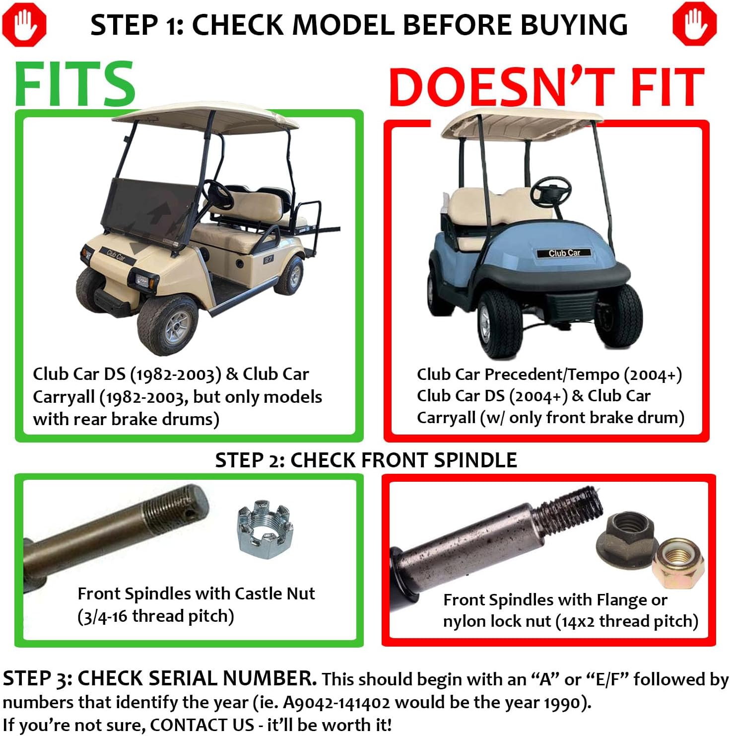 Hardcore Parts 6” Heavy Duty Double A-Arm Suspension Lift Kit for Club Car DS Golf Cart (1982-2003) with 12" Machined/Gunmetal 'Tempest' Wheels and 23"x10.5"-12" All-Terrain tires