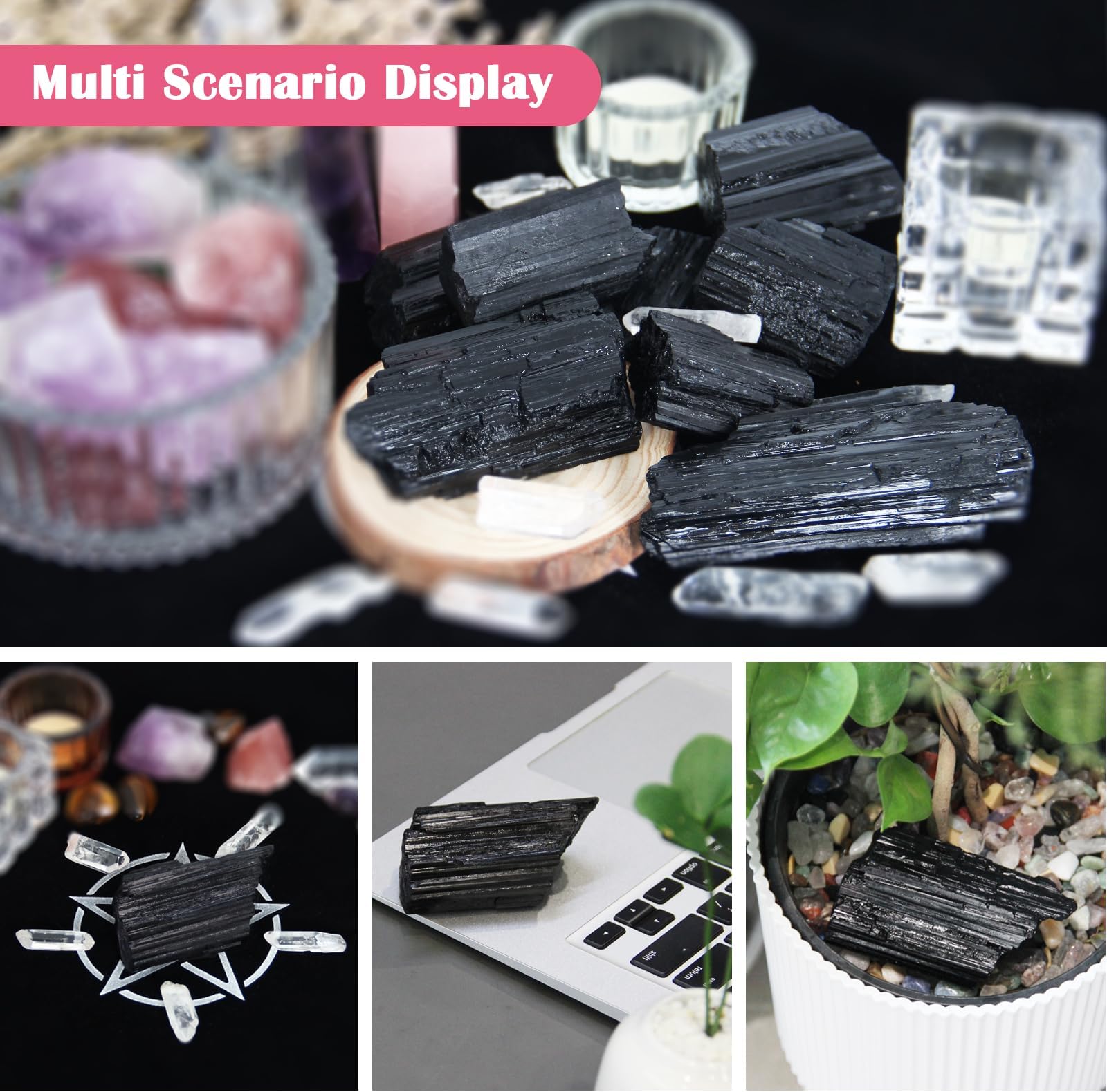 Raw Black Tourmaline Crystals, 190-210 Grams Black Tourmaline Healing Crystals, Natural Rough Stones Crystal for Tumbling, Cabbing, Fountain Rocks, Decoration, Polishing, Wire Wrapping, Wicca & Reiki