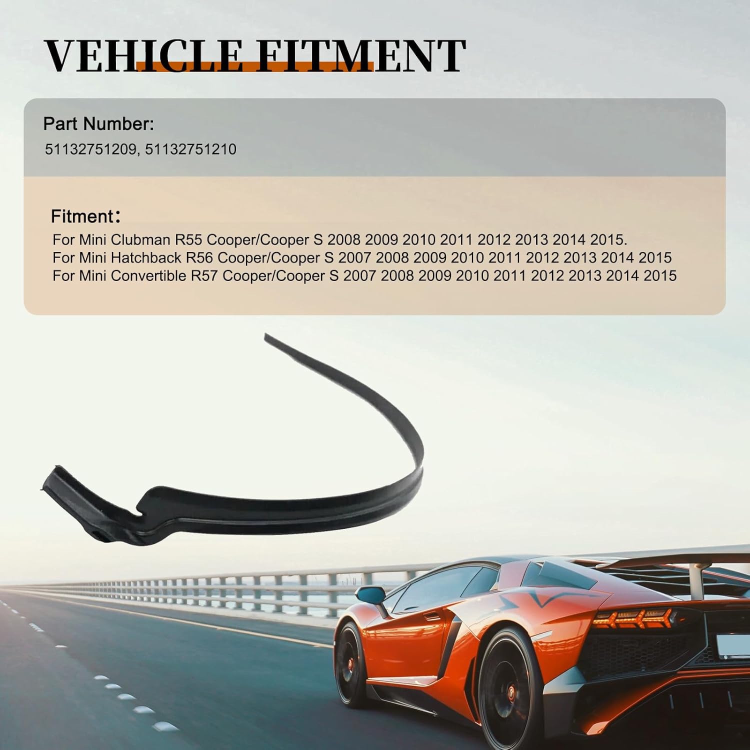 51132751209 LH Windshield Cowl Cover Apron Seal Trim Strip 2 Pcs Compatible with Mini R55 2007-2015 R56 R57 2008-2015 Replace OE 51132751210