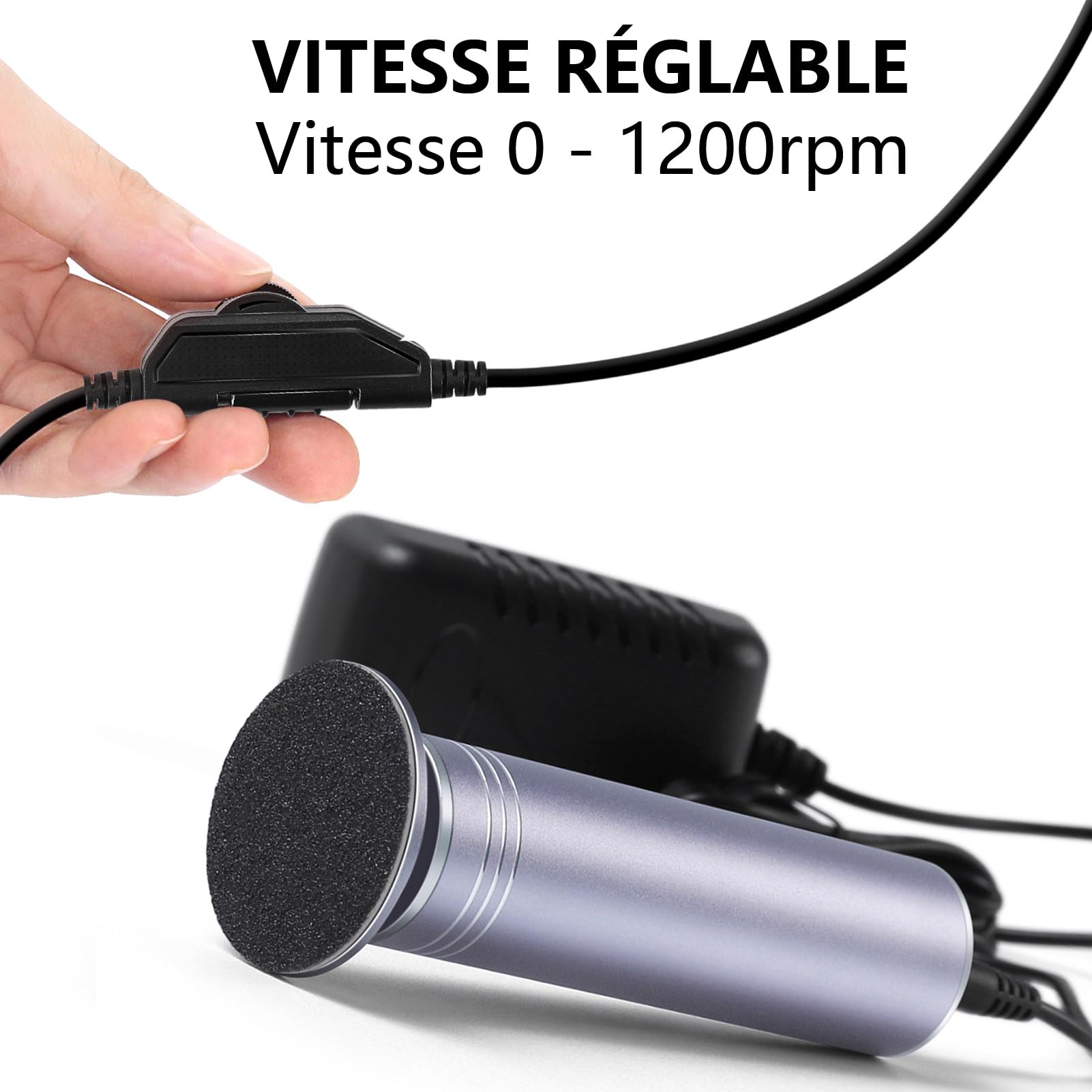 Râpe Pieds Electrique Professionnel Rapeuse Pieds Electrique Puissante Anti-Callosités Ponceuse Pieds Electrique Rappe Pieds Pédicure Lime Pieds, Plusieurs Vitesses Réglables (02Gris)