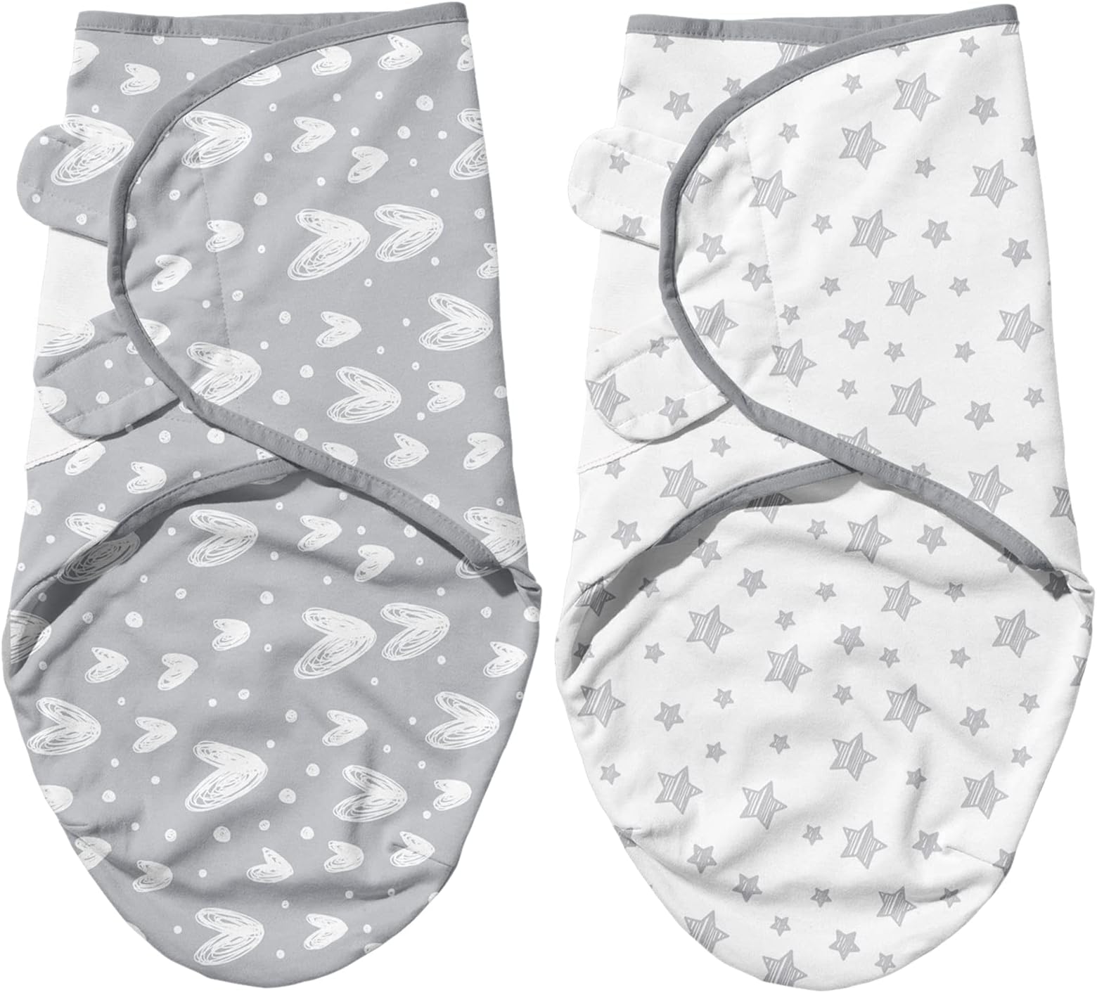 Biloban Baby Swaddle 100% Organic Cotton, Newborn Swaddle 2 Pack, Baby Swaddles 3-6 Months Breathable, Adjustable Swaddle Blankets Baby Boy Girl, Lovely Grey Print