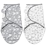 Biloban Baby Swaddle for Boys Girls, 3-6 Months, Cotton Blanket, Newborn Essentials, Lovely Grey Print, 2 Pack