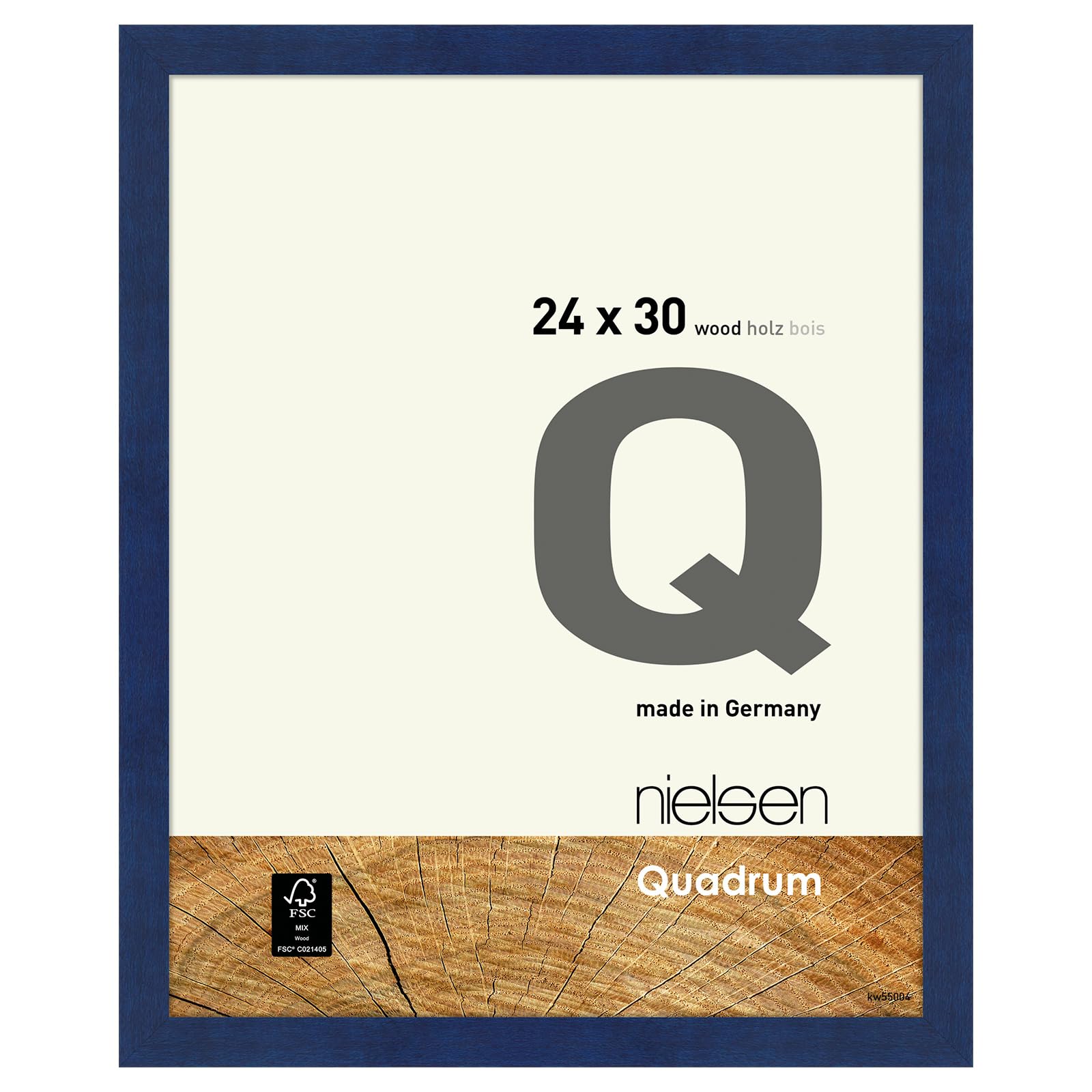 nielsen Quadrum Wooden Picture Frame - Blue 24x30cm - with Float Glass and Easy Push-Turn Clips - for Photos and Art