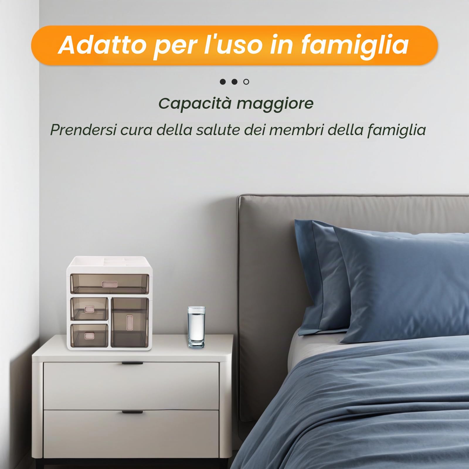 Scatola Porta Oggetti 4 Livelli, Box Medicina Organizzatore per Casa Ufficio e Viaggi, Cassetto Multiuso Trasparente per Farmaci, Trucchi, Attrezzi, Utensili, Materiale da Disegno
