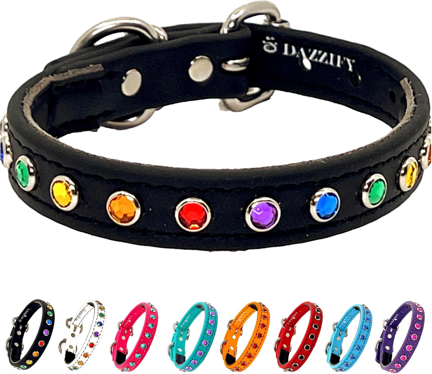 BioThane® Bling Dog Collar – Rhinestone-Studded Adjustable Designer Collar – Waterproof and Odor-Resistant – Regal Purple with Hot Pink Jewels – Large (Fits Neck Sizes 16"-20"), 3/4" Wide