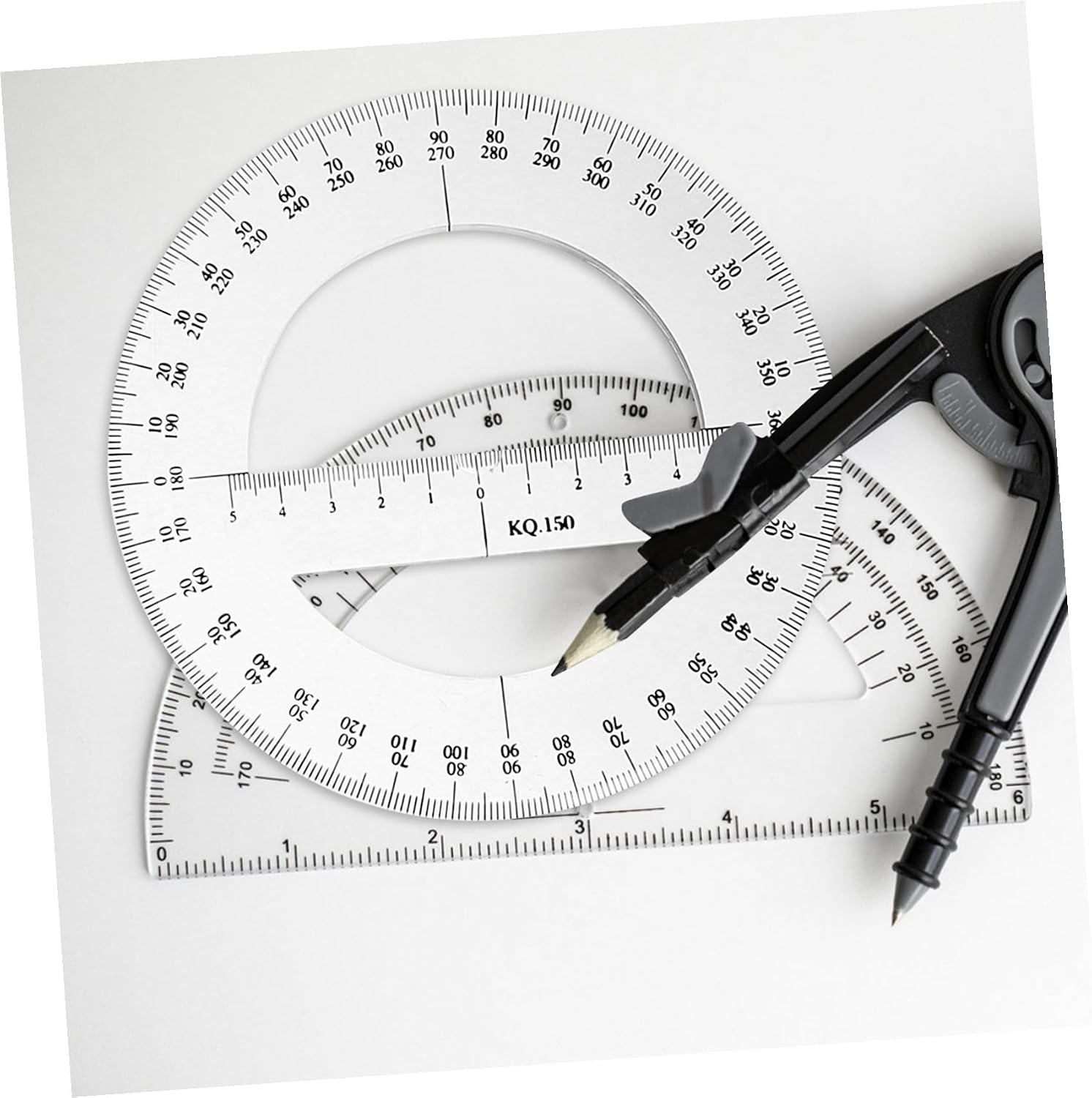 ARTIBETTER 4pcs Clear Circular Protractors Measuring Tools for Geometry Plastic Rulers for Office and School Use