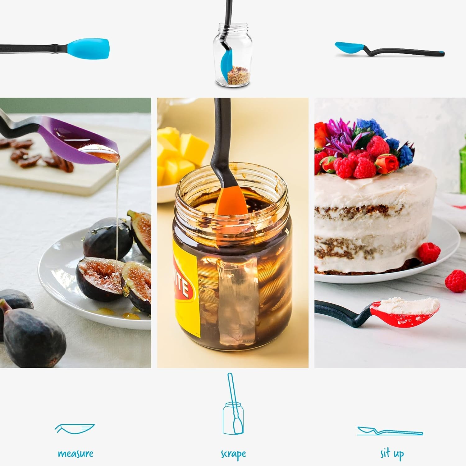 Dreamfarm Mini Supoon | Non-Stick Silicone Sit Up Scraping & Cooking Spoon with Measuring Lines Lines | Purple: Home & Kitchen