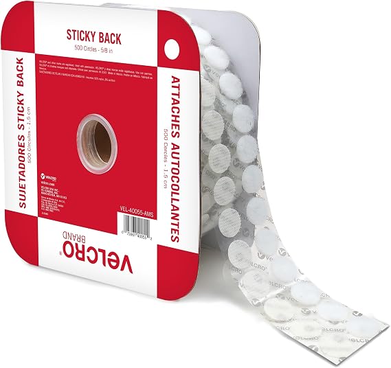 VELCRO Brand Sticky Back Dots | 500pc Bulk Pack White | Small 5/8 Inch Circles | Round Adhesive Hook and Loop | for School, Teachers, Mounting Arts and Crafts, Office Organization